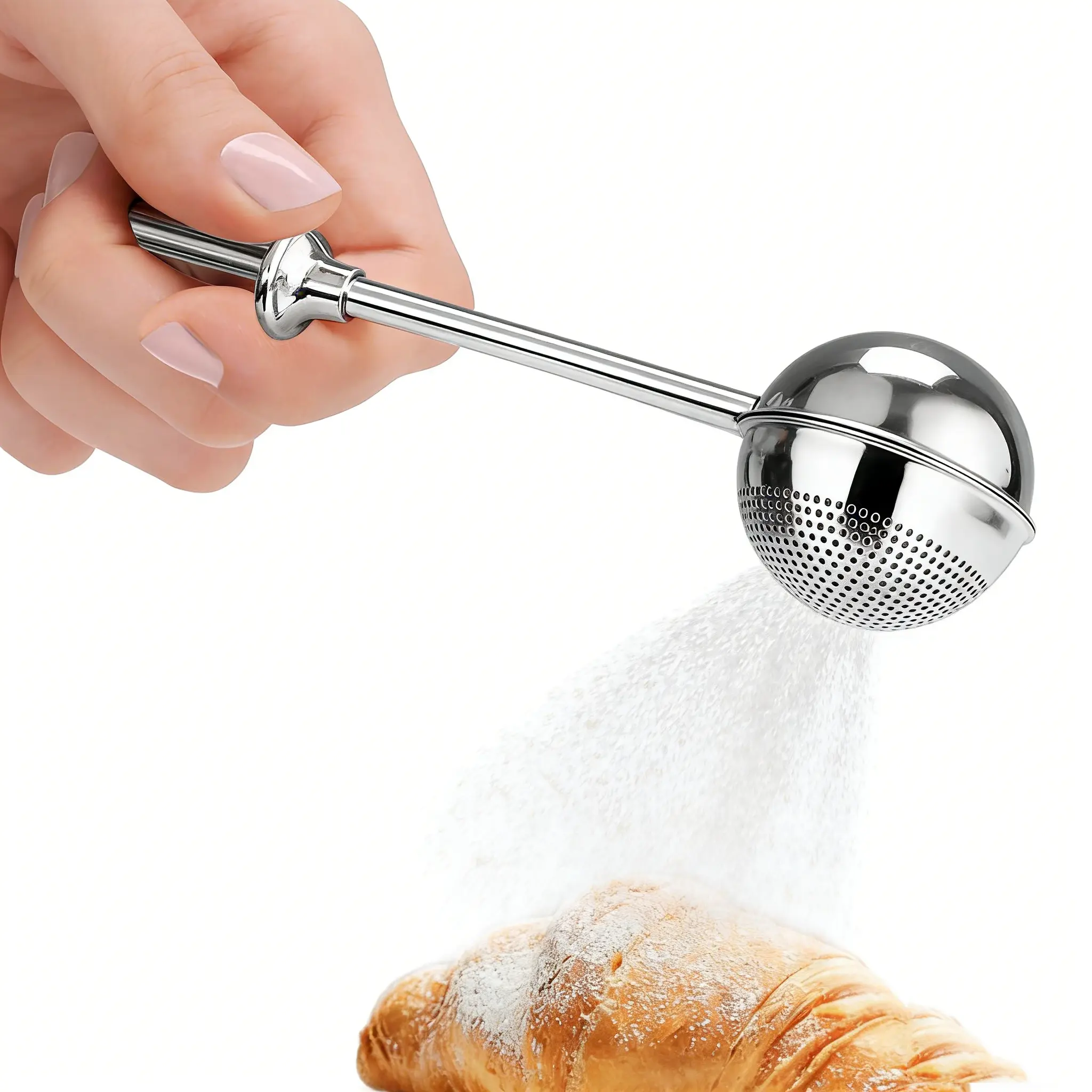 18/8 Stainless Steel Spring-Operated Spice Shaker Dispenser, Compact Kitchen Gadgets, Household Supplies for Seasoned Bakers with Smooth Controlled Dispensing of Powdered Sugar, Flour
