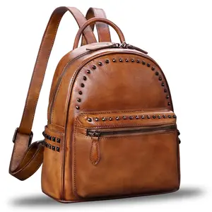 Genuine Leather Backpack for Women Vintage Real Leather Knapsack purse Shoulder Rucksack Fashion Daypack Bag