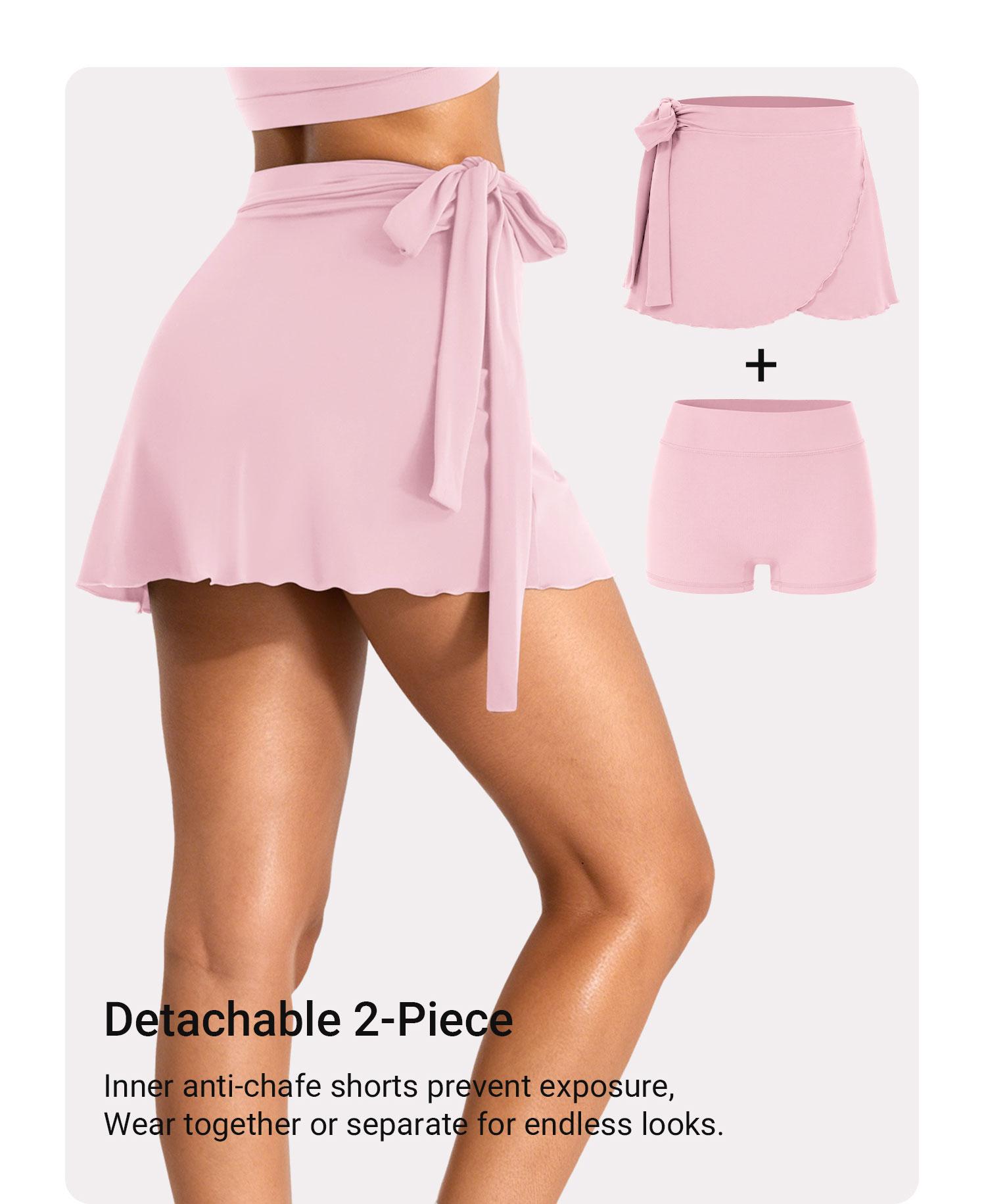 YEOREO Women's Stretchy Lightweight Athletic Sport Skort - Ballet Wrap Tie, Built-in Shorts, Sporty Chic Mini Gym Skirt for Tennis, Summer Workouts, Athletic Sport Skirt tiktokshopbacktoschool