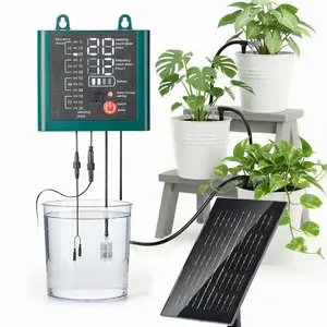 Solar Drip Irrigation System with USB Charging, Indoor Outdoor Plant Watering Devices for 15 Potted Plants, Automatic Watering System IP44 Waterproof 2200mAh for Garden Farm Greenhouse(Green)