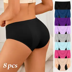 Women's Solid high water absorption menstrual underwear Period leak proof postpartum control Panties multiple packaging Briefs