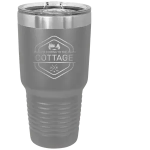 Personalized I'm Coming to the Cottage (Trees) 30 oz Tumbler | Dark Gray