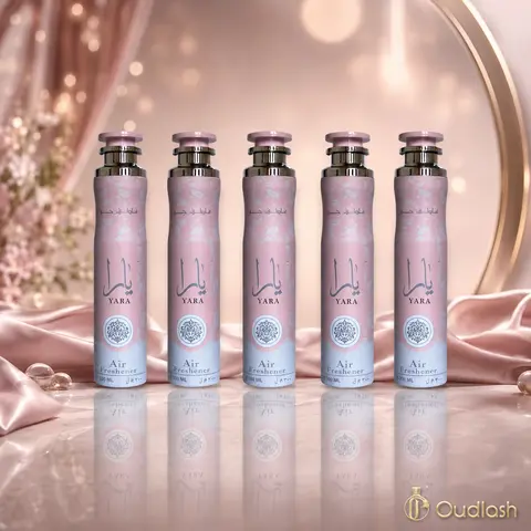 Lattafa Yara Scented Aerosol Spray Air Freshener, 5-Pack Household Bundle, 300 ML Per Bottle, Floral-Fruity-Woody Aroma Home Fragrance for Women's Fragrance Needs