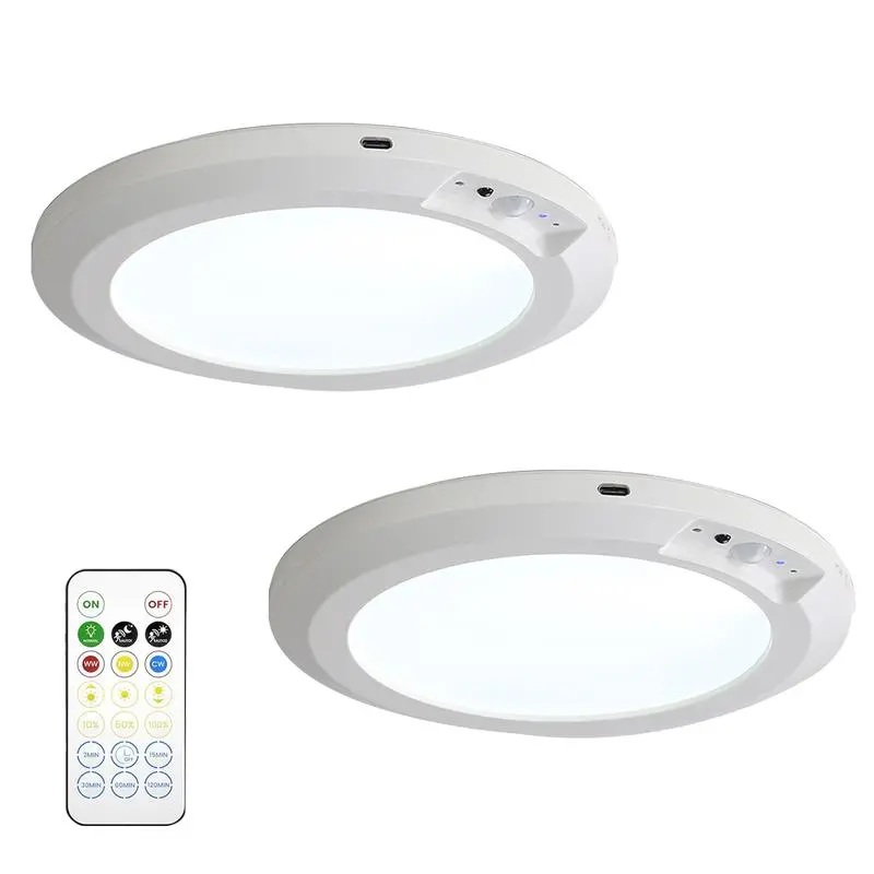 Rechargeable Ceiling Light 1Pack/2 Pack, Magnetic Battery Operated Ceiling Light,Wireless Motion Sensor Dimmable Led Ceiling Lights With 3 Colors for Closet Shower Stairs Hallway Shed Pantry Laundry