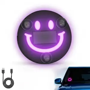 Car Smiley Ambient Light Solar Powered Wireless LED Neon Light for Car Interior Decor Eco-Friendly Modern Stylish Look Compatible with Various Car Windows