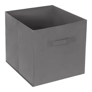 REGALWOVEN Fabric Storage Cube with Handle, Storage Bin for Shelves Closet, Collapsible Storage Basket for Organizing Clothes Books 15*13*13in Grey