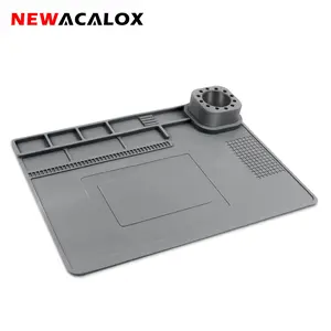 Soldering Station Mat, 1 Count Silicone Work Mat, Heat Resistant Anti-static Magnetic Mat for Electronic Phone Laptop Watch Repair