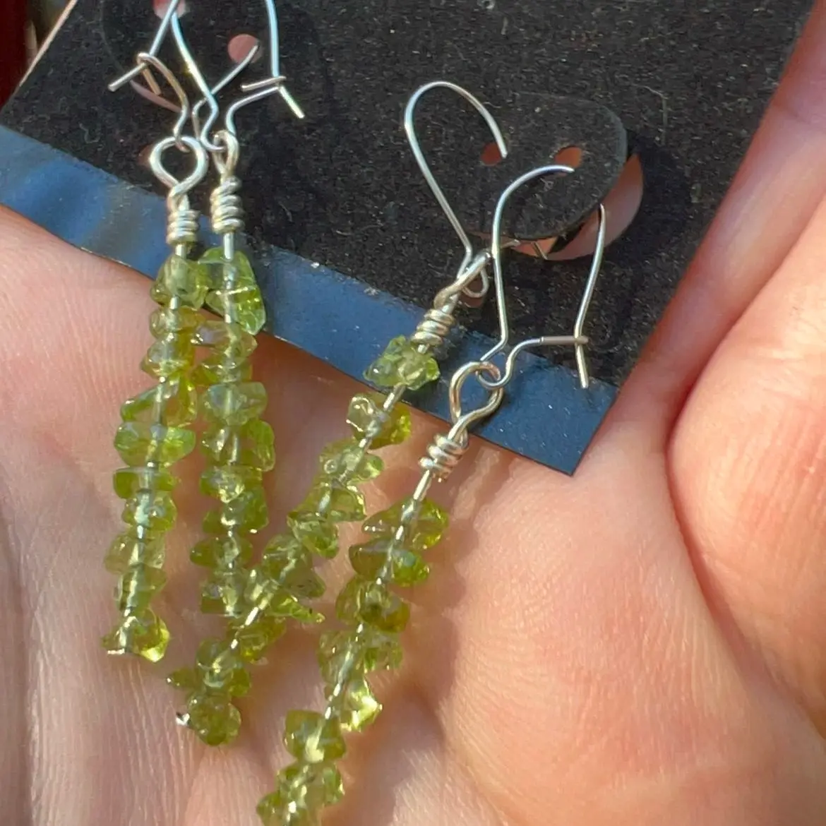 Peridot Rock Stack Earrings - Dangling Earrings