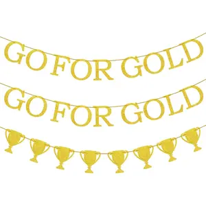 3 count Golden Shiny Banner  Party Decorations -  Banners for Themed Events