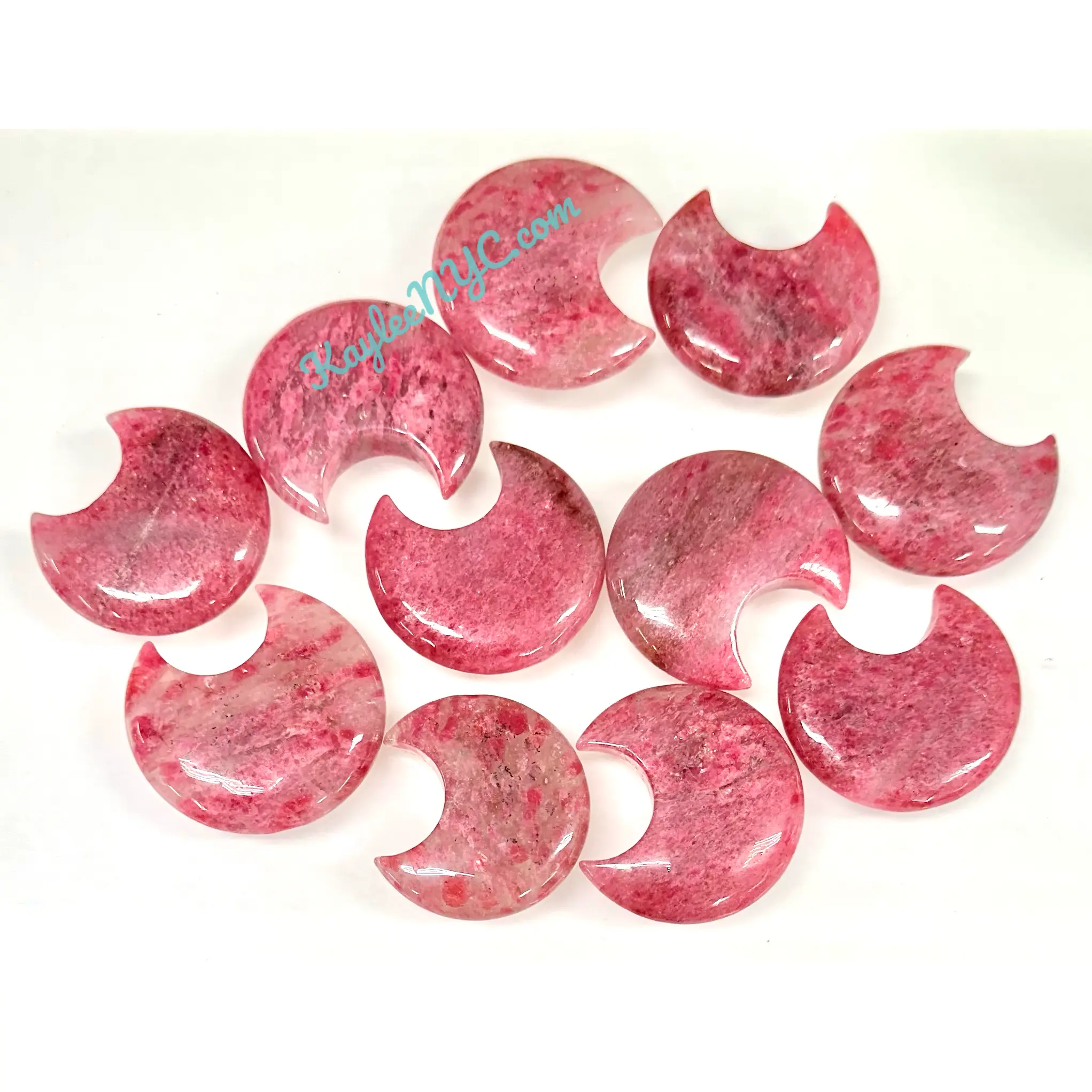 Wholesale Lot 1 lb Natural Sakura Cherry Blossom Rhodonite Crystal Moon