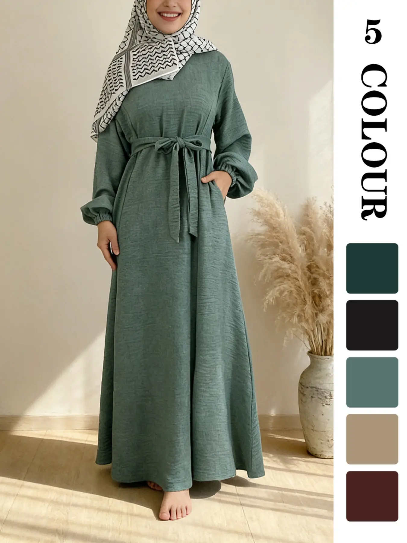 Muslim Sleepwear Simple Long Robe Perfect for Weddings/iftar Dinners/prayer, Plain Color Home Dress, Available in 5 Colors, Modest Abaya Dress, Modest Muslim Outfits, Modest Muslim Clothing, Modest Islamic Clothing, Islamic Modesty Clothes