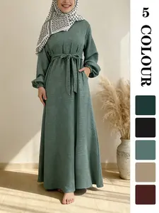 Muslim Sleepwear Simple Long Robe Perfect for Weddings/iftar Dinners/prayer, Plain Color Home Dress, Available in 5 Colors, Modest Abaya Dress