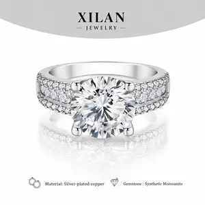 Moissanite Rings for Daily commute dating and proposal Wedding Promise Ring Round Solitaire Engagement Ring gallery rail engagement ring tiktokshopspringglowup pave solitaire ring gift for girlfriend
