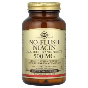 Solgar No-Flush Niacin, 500 mg, 100 Vegetable Capsules