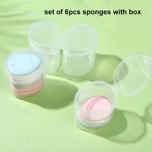 6Pcs Mini Finger Puff with Box Makeup Beauty Sponge Puff Set with Container Makeup Puff Set Small Mini Powder Puff with Package Finger Sponge Set with Packing Cream Concealer Applicator Cushion Puff Makeup Sponges Cosmetics Makeup Tools