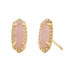 Kendra Scott Emma 14K Gold Over Brass Stud Earrings - Rose Quartz