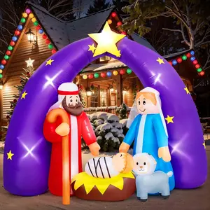 Christmas inflatable decorations-Nativity Party Decorations,Equipped with LED light，suitable for outdoor, outdoor courtyard door decoration