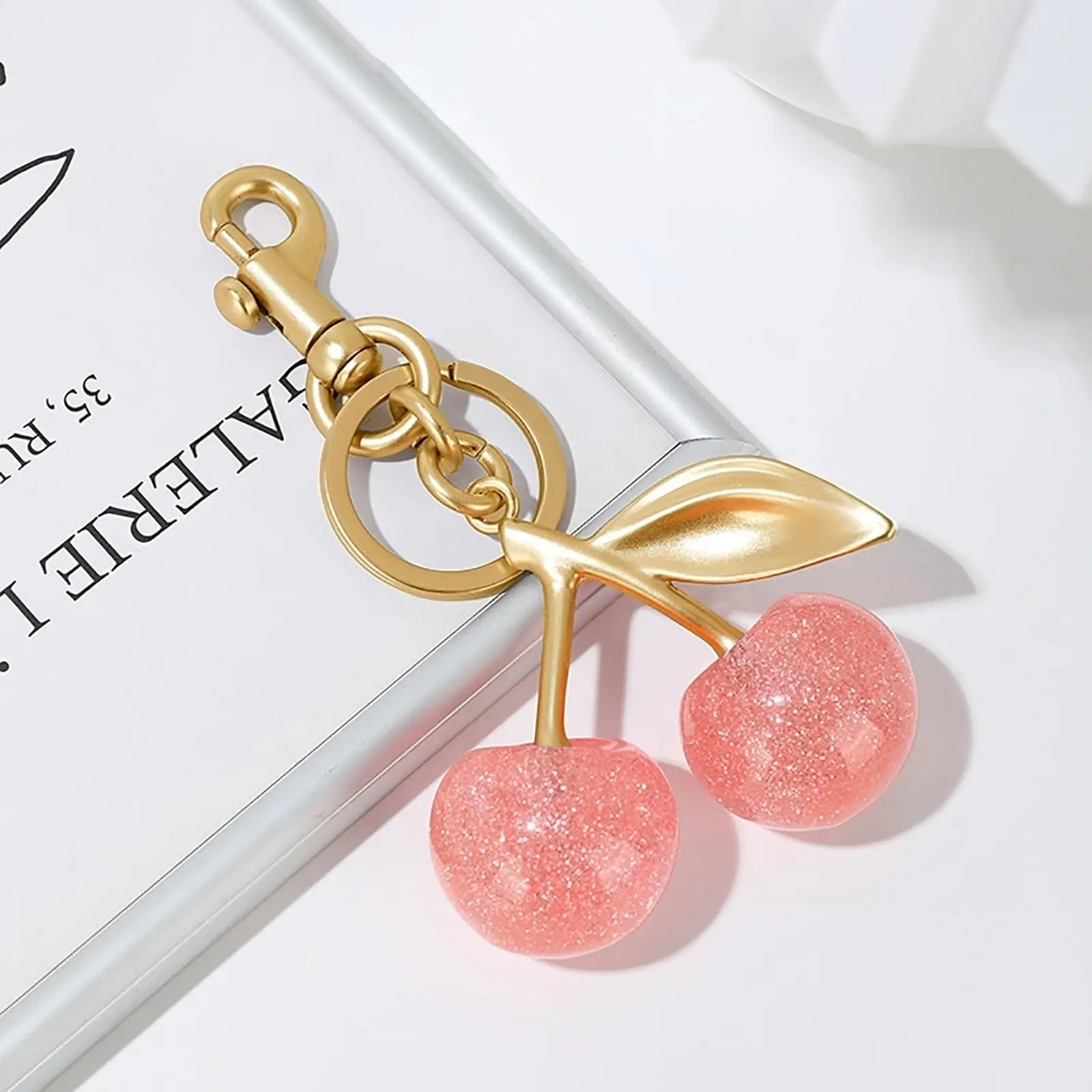Cute Cherry Keychain, Adorable Bag Charm Pendant for Women, Stylish Key & Handbag Decor Accessories