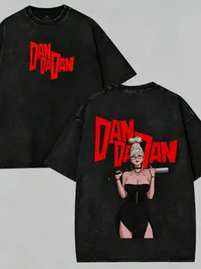 Dandadan Seiko Ayase Vintage Washed Double Sided Oversized T-Shirt Anime Girl Baseball Bat Graphic Grunge Aesthetic Harajuku Streetwear Unisex Retro Manga Fan Casual Trendy Tee Top