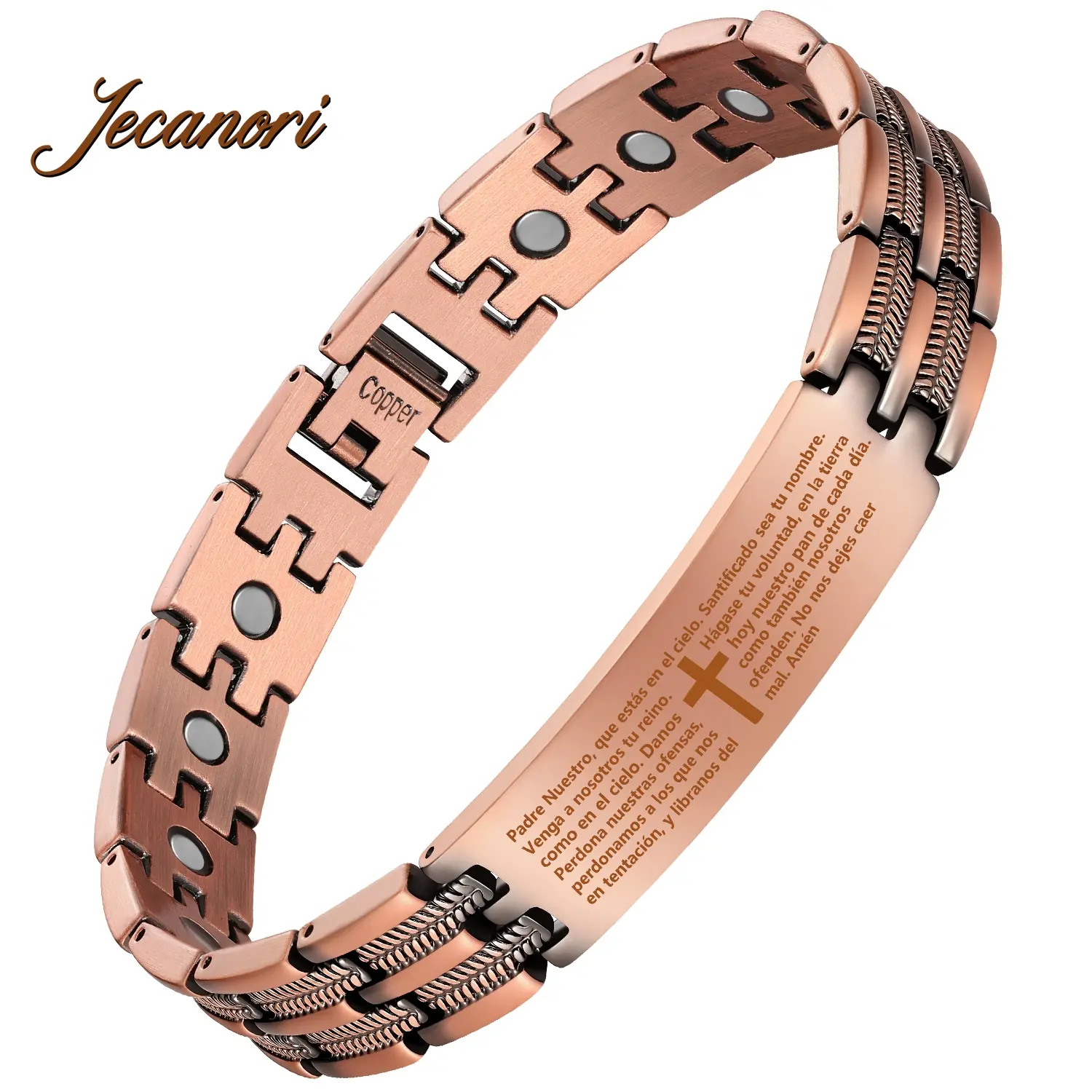 Jecanori Pure Copper Cross Bracelet for Men - Ultra Strength Magnetic Adjustable Jewelry with Sizing Tool & Box, Anniversary Gifts for Him, Adjustable Bangle Jewelry, Pure Copper Bracelets, Gifts For Boyfriend, Jewelry Box