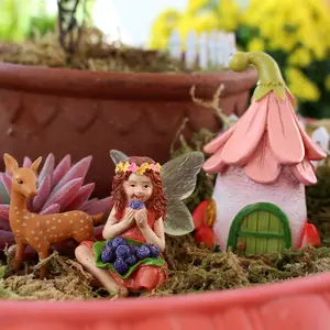 4pcs Colorful Decorative Fairy Garden Decor, Resin Statue Set, Garden Sculptures, Cute Fairies & Deer Combo, Four Seasons Yard Decoration, Perfect Gift for Christmas Easter