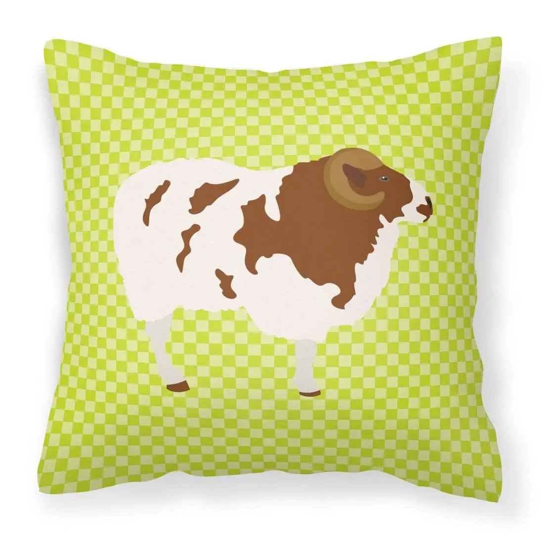 Jacob Sheep Motif Decorative Pillow, Animals-Themed Green Polyester Fabric Cushion, 18x18 in for Patio/Porch, Model BB7801PW1818