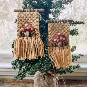 Christmas Mushroom Ornament Wall Hanging Festive Decor Boho Hippie Style