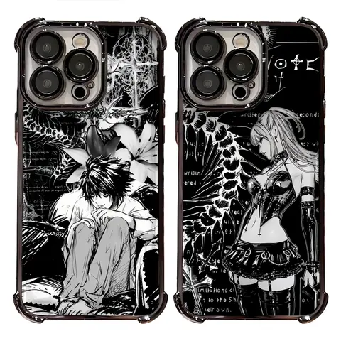 Anime Death Note Light Yagami & Amane Misa Gothic Smartphone Casing - Black TPU Shockproof Dustproof Phone Accessory, Eco-Friendly, Black-And-White Anime Look, Fits iPhone 17,16,15,14,13,12,11 ProMax,Pro,Air,Plus, Ideal Gift for Valentine,Christmas