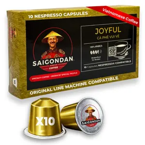 Joyful Coffee Pods - | Medium Roast | Arabica Bourbon | Vietnamese Single Origin | Small Batch Roasted | Direct Trade | Compatible with All Nespresso Original Line Machines | 10 Capsules