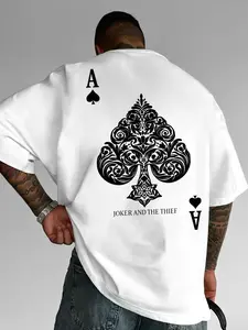 Mens Graphic Tee Diamond Totem Dark Geometric Print Joker Thief Slogan Design Casual Loose Fit T Shirt Streetwear Style Crewneck Long Sleeve Soft Cotton Breathable Daily Wear Trendy Gothic Aesthetic Fashion Top
