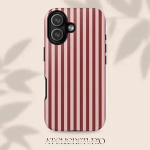 Pink Burgundy Striped Phone Case | Modern Chic Style
