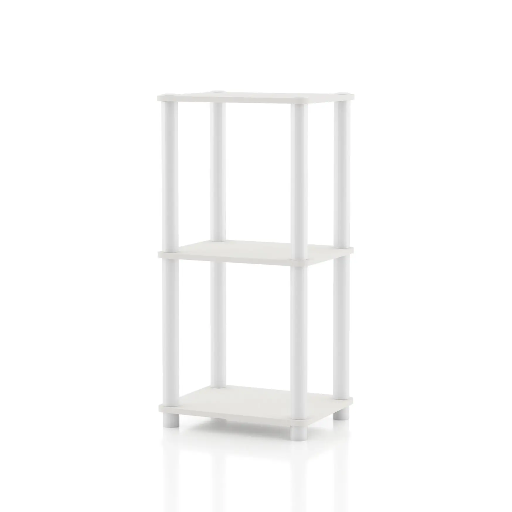 247 Shop At Home aModular Modern Wood Shelving for Home and Office - Three Tier Narrow Shelf with Customizable Storage Organizer Racks for Living Room Bedroom Office Kids Room