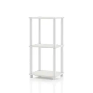 247 Shop At Home aModular Modern Wood Shelving for Home and Office - Three Tier Narrow Shelf with Customizable Storage Organizer Racks for Living Room Bedroom Office Kids Room