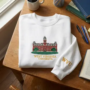 University Embroidered Sweatshirt WVU Crewneck | College Aesthetic Vintage Campus Sweater | Cozy Preppy Outfit | University Gift for Students & Alumni | Fall Outfit Essential | TikTok Viral College Style