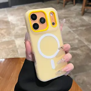Phone Case - Set of 2 [3-In-1] (1 Phone Cover + 1 Screen Protector) Elegant Candy Color 2-In-1 Magnetic Phone Cover for Iphone 17 Pro Max Air Protective Case, Soft Frosted Shell, Magnetic Wireless Charging, 17 Pro Max Phone Cover