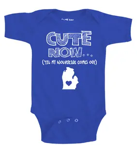 Cute Now... 'Til My Wolverine Comes Out Baby Infant Funny Bodysuit Michigan State Gifts Football