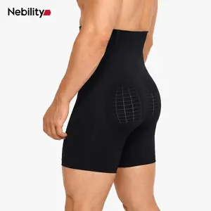 Nebility Men's High-Waist Tummy Control Shapewear, Compression Boxer Briefs Underwear, Seamless Belly Slim Fit