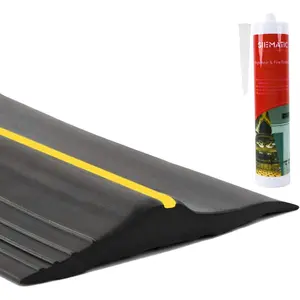 10Ft/3M Universal Garage Door Rubber Threshold Strip with 300ml Black Adhesive/Sealant, Weatherproof Seal Strip DIY Weather Stripping Replacement (Black+Yellow)