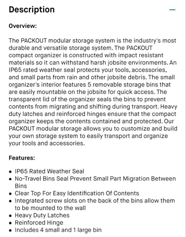 Milwaukee PACKOUT 5-Compartments Small Parts Organizer 48-22-8435 - Red Color, Durable Design, Ideal for Tool Storage