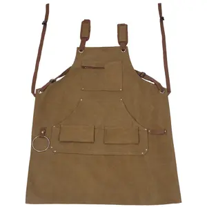 Long Heavy Duty  Canvas Tool Apron, Carpenter Aprons, Woodworking Aprons, Carpenters 16 Oz ,Fully Adjustable to Comfortably Fit Men and Women ,not waxed Cotton Hanging