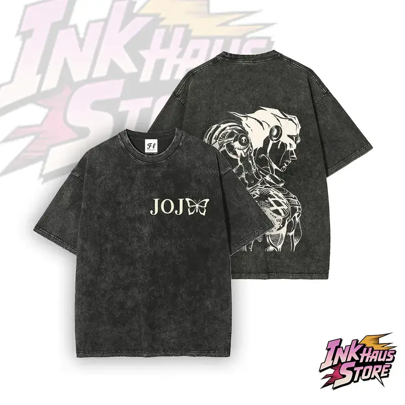 Stand Acid wash tee Star Platinum × Stone Free Graphic JoJo's Bizarre Adventure Vintage Casual Streetwear Gym Thirt