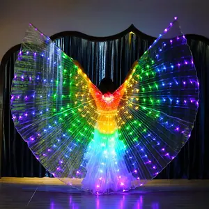 57in Light Up Clothes Colored Glow Light Up LED Wings Easy Bending, High Temperature Portable Belly Dance Carnival Rave Costumes Outfits for Women Adults for Camping Campfire Party