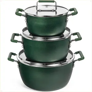 This granite green non-stick cookware set lets you cook like a pro right out of the box. It's dishwasher safe and 100% non-toxic