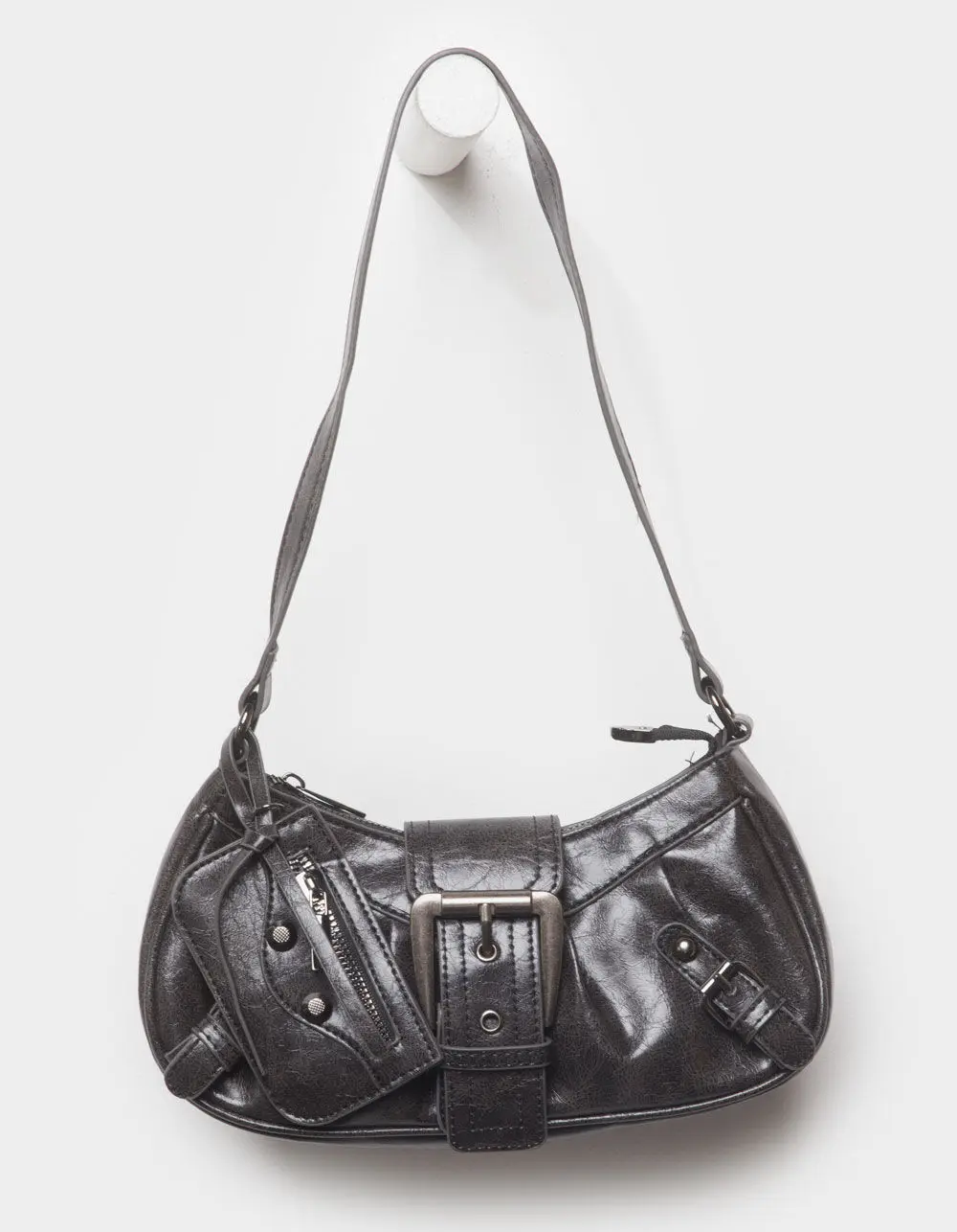 Mini Buckle Shoulder Bag, Washed Black