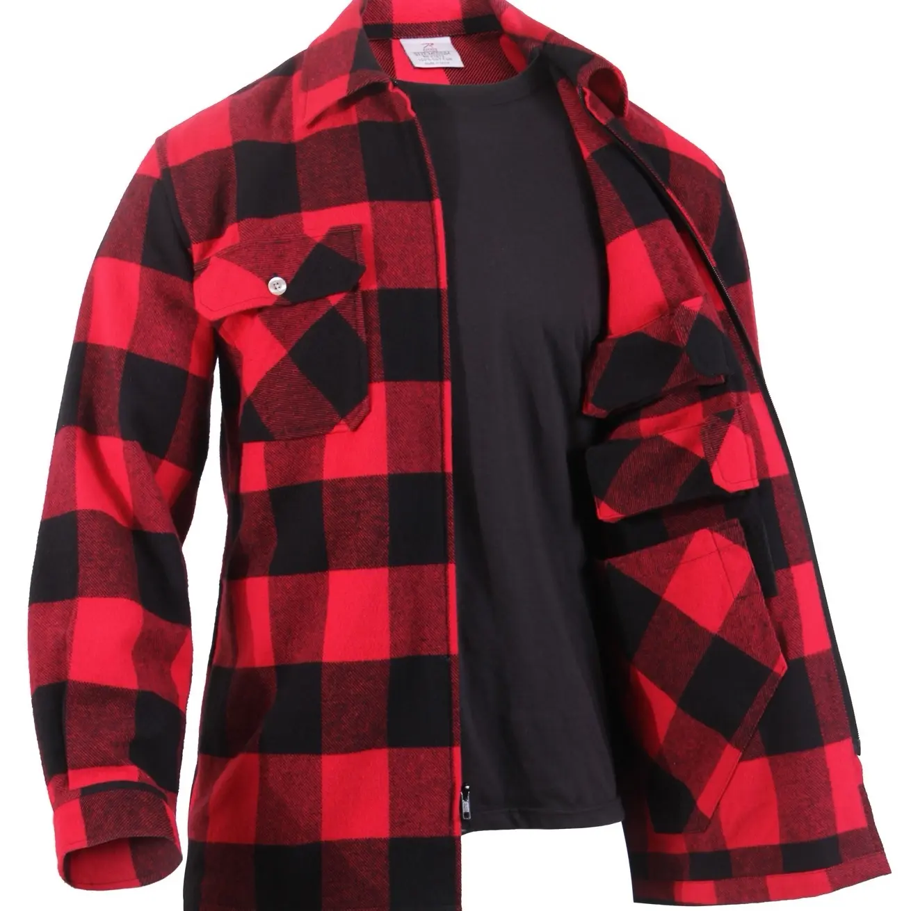 ROTHCO Men's Tactical Flannel Shirt, Heavyweight Plaid Cotton Fabric with Long Sleeves, Concealed Carry EDC Pockets and Heavy Duty Zipper, Foldable, Athletic, Expandable, Fitted, Button, Collared, Regular, Preppy, Lightweight, Pull On