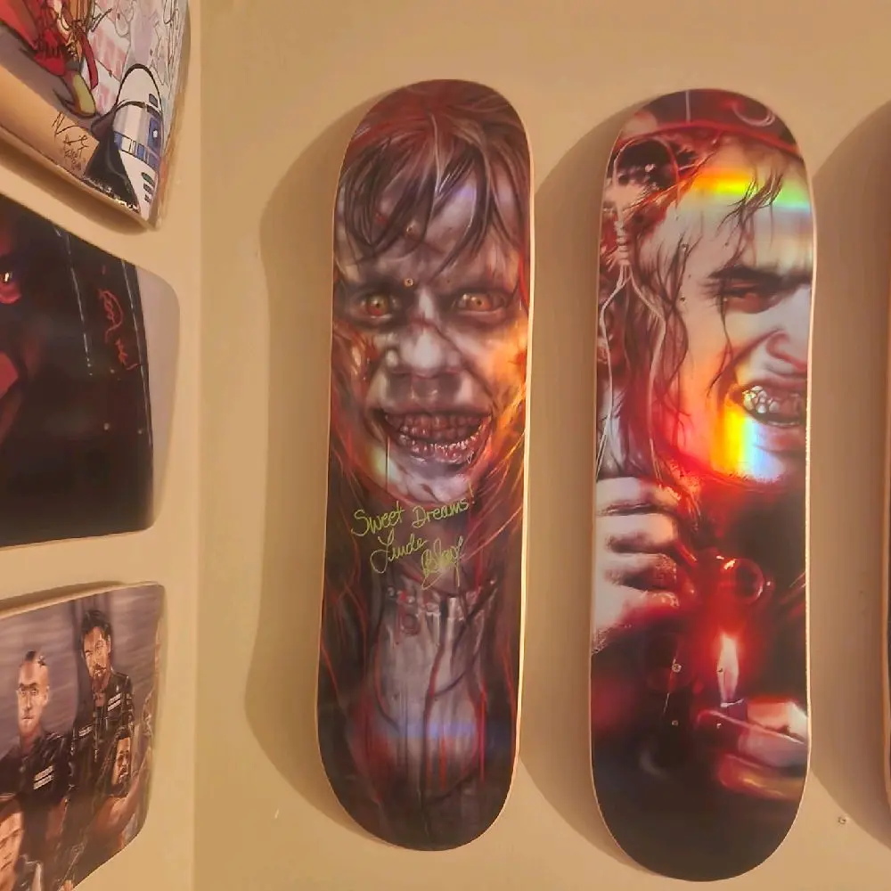 Linda Blair Signed The Exorcist Reagan Deck - Collectible Skateboard Featuring Iconic Characters