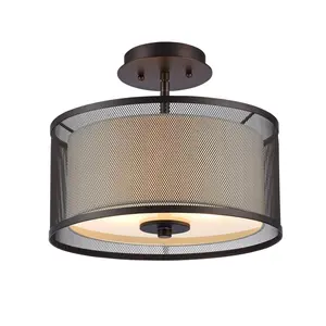 Chloe  13 in. Lighting Audrey Transitional 2 Light Rubbed Bronze Semi-Flush Ceiling Fixture - Oil Rubbed Bronze
