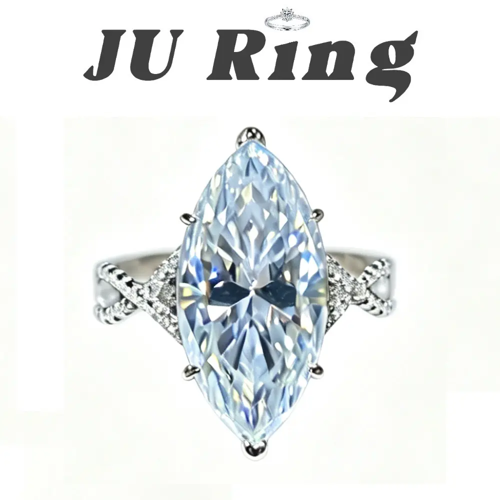 #64 (Marquise Cut) 5-10 ct S925 Sterling Silver Lab-Grown Moissanite VVS1 D Main Ring Gifts for Women Engagement Stacks Ring