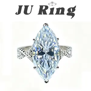 #23 E3  (Marquise Cut) 9.5*19mm 10 ct S925 Sterling Silver Lab-Grown Moissanite VVS1 D Main Ring Gifts for Women Stacks Engagement Wedding Rings