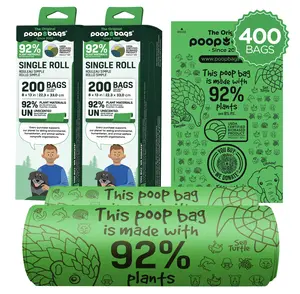 The Original Poop Pet Waste Bags  92% Bulk Roll Bundle - 400 Count, Unscented, 8” x13” Size for Dogs